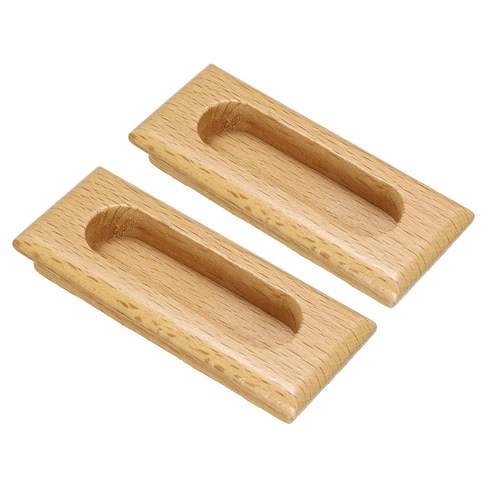 sourcing map 2pcs Wood Recessed Concealed Handle 3.46"x1.32"x0.59" Embedded Design Rectangle Painted Sliding Door Pulls Handles for Sliding Barn Bypass Doors Wardrobe Drawer