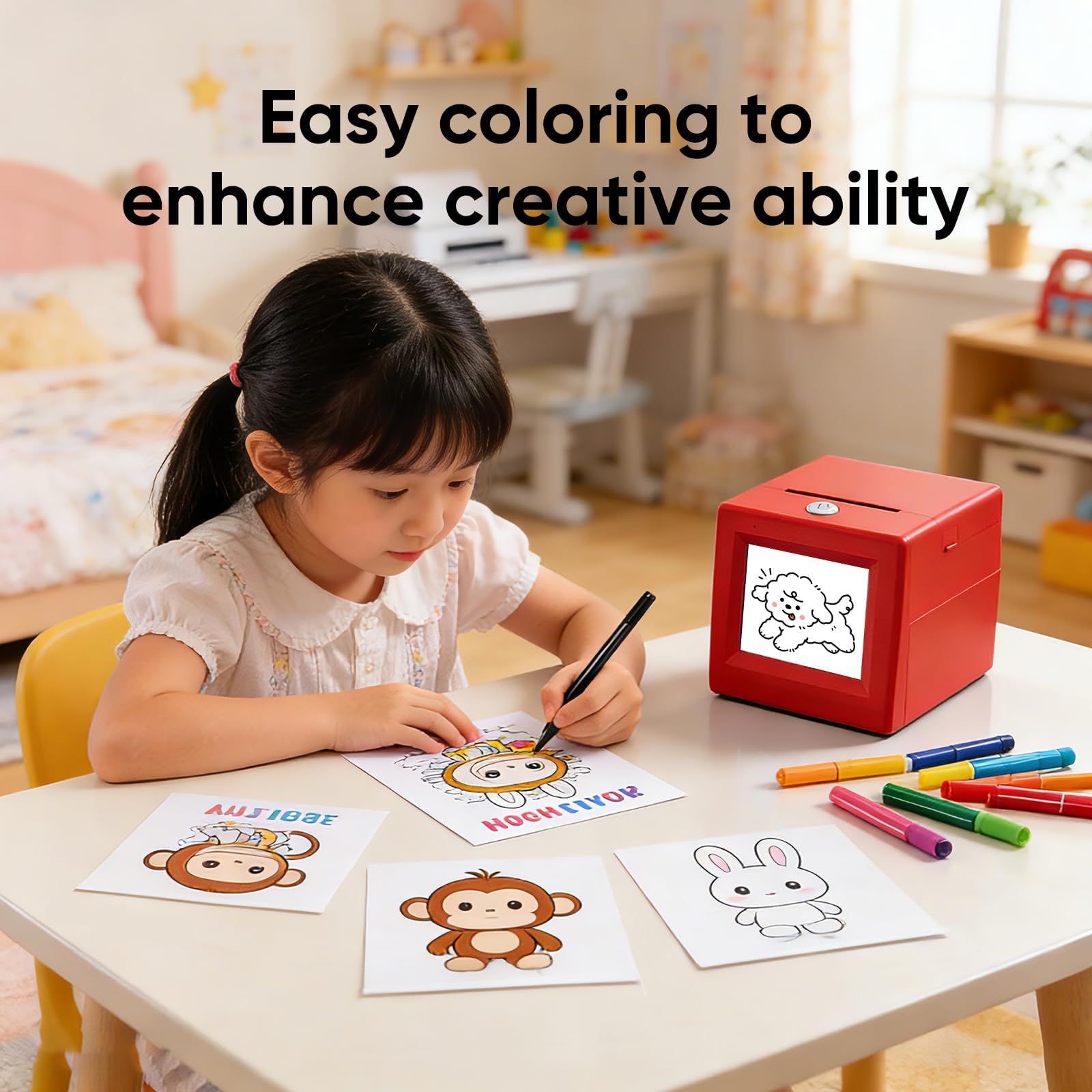 AI Voice Sticker Maker per bambini, mini stampante termica senza inchiostro con 6 modalità artistiche, macchina adesiva personalizzata vocale a immagine, stampante portatile per etichette fai da te