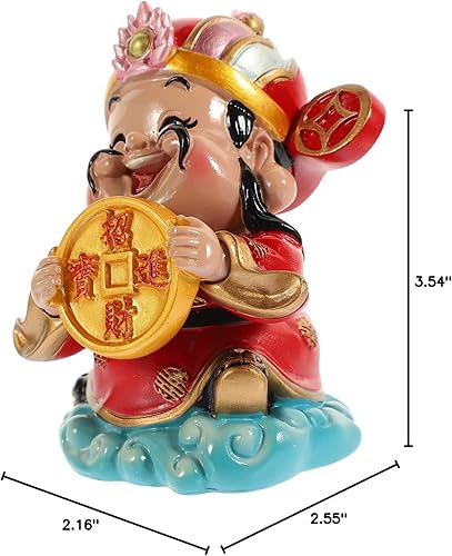 Vista 29 de BESPORTBLE CAI Shen - Estatua de Feng Shui, dios de la riqueza, 2.5 x 3.5 pulgadas, adornos de resina de la suerte de Zhaocai para sala de estar