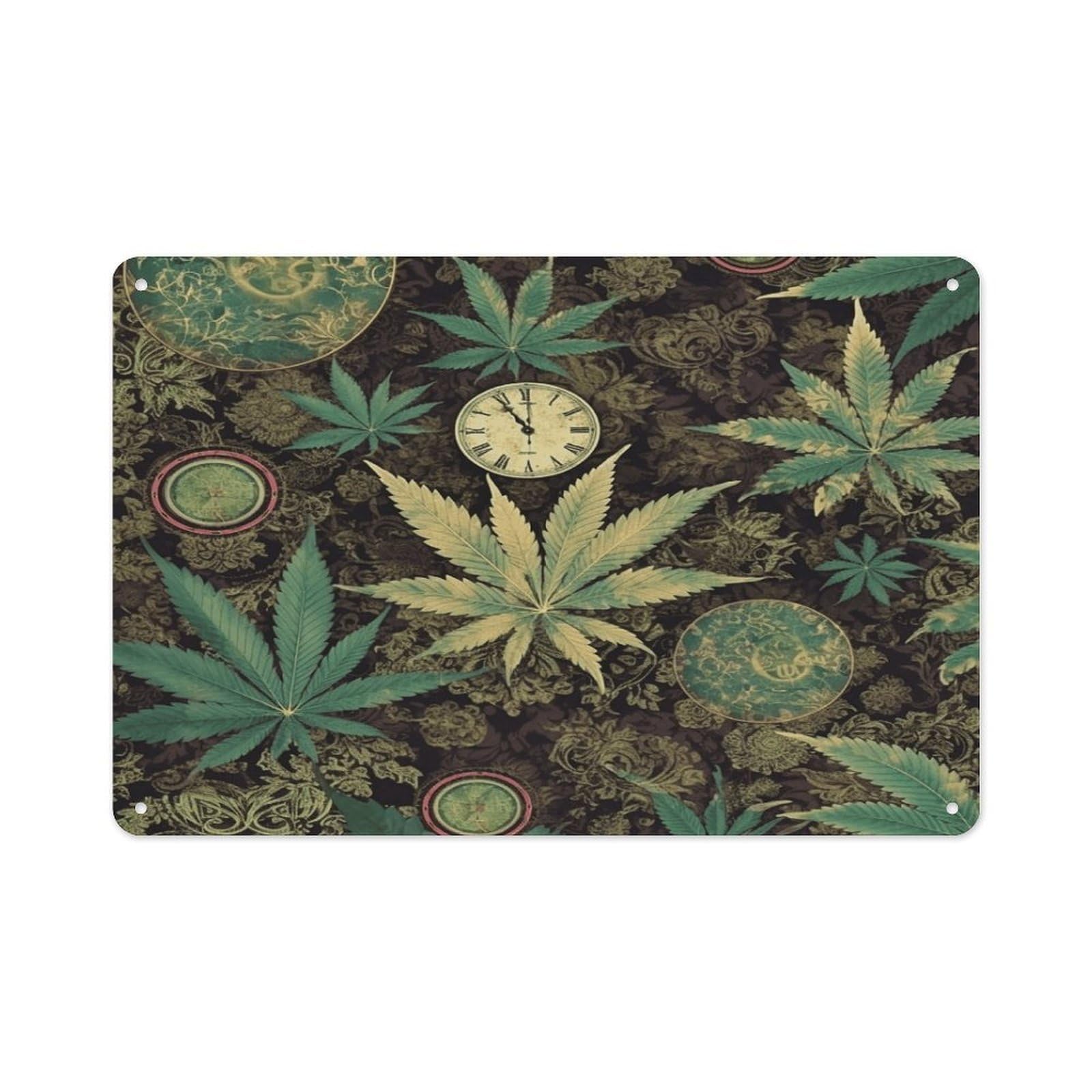 VstaDank Metal Aluminum A Puff in Time Weed Marijuana Sign Wall Decor Vintage Metal Sign Plaque Boho Wall Hanging Decor Sublimation Picture Panel Personalized Plaque Poster 8x12in