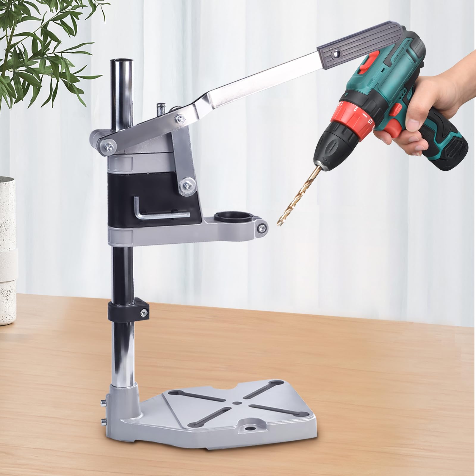 Support de perceuse Flylin réglable, mobile, avec diamètre de collier 43 mm/38 mm, table de perceuse à main, presse d'établi, support de perceuse, établi pour perçage précis