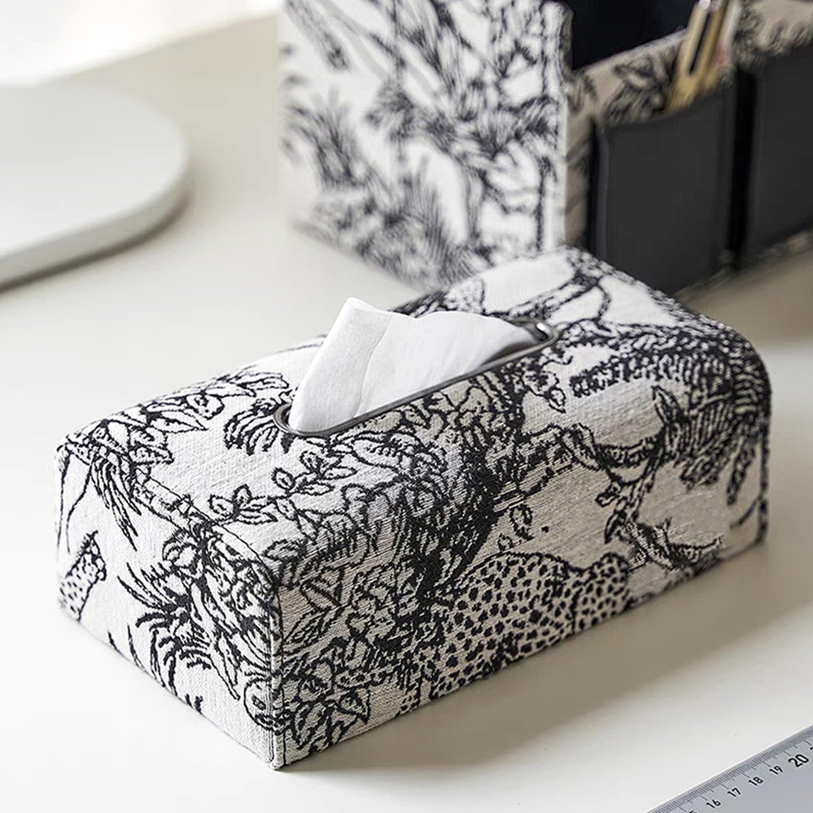 Porta Fazzoletti, Scatola per Fazzoletti di Carta Tessuta Jacquard, Fazzoletti di carta Box Rettangolare per Sala da Pranzo Camera da Letto Ufficio Hotel
