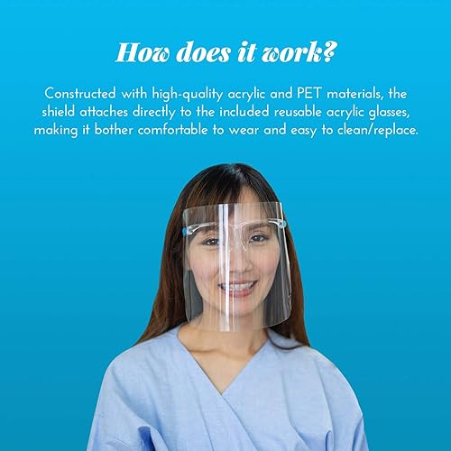 Miniatura 3 de Artnaturals Protector facial – Paquete de 5 – Reutilizable – Marco de gafas transparente – Máscara protectora de visera de cara completa –