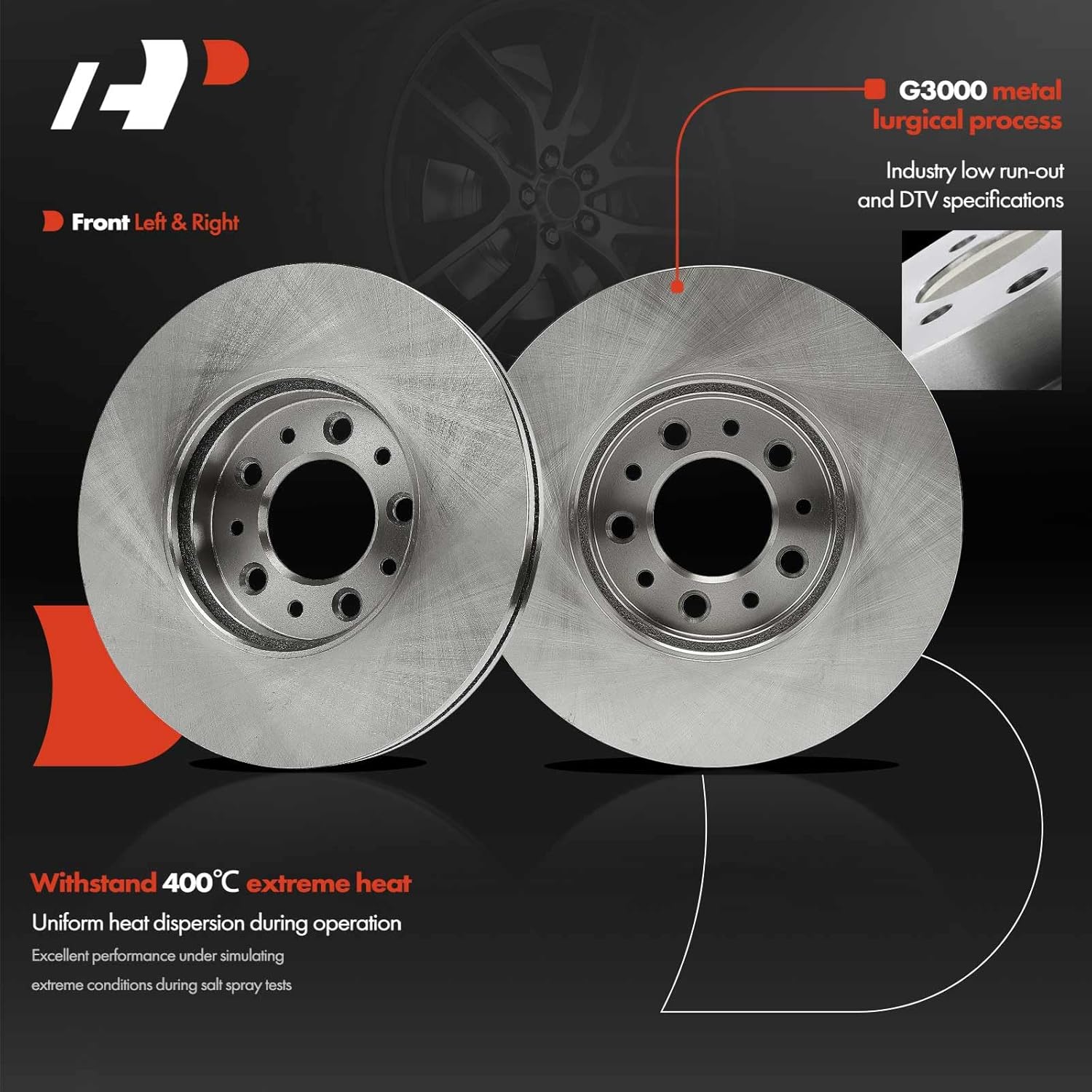A-Premium 11.10 inch (281.9 mm) Front Vented Disc Brake Rotors + Ceramic Pads Kit Compatible with Select Ford Models - Windstar 1999 2000 2001 2002 2003, 6-PC Set