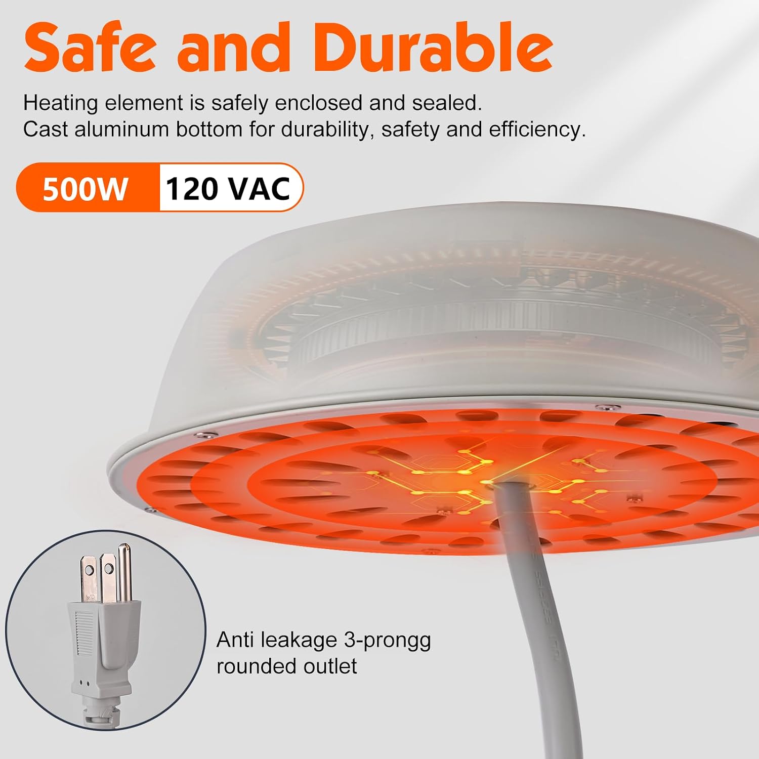 500W Pond Heaters for Outdoor Ponds with Fish, Thermostat Controlled De-Icer with Oxygen Exchange, 10 FT Cord,Die-cast Aluminum,EVA Foam Inside, LED Indicator,Safety Listed