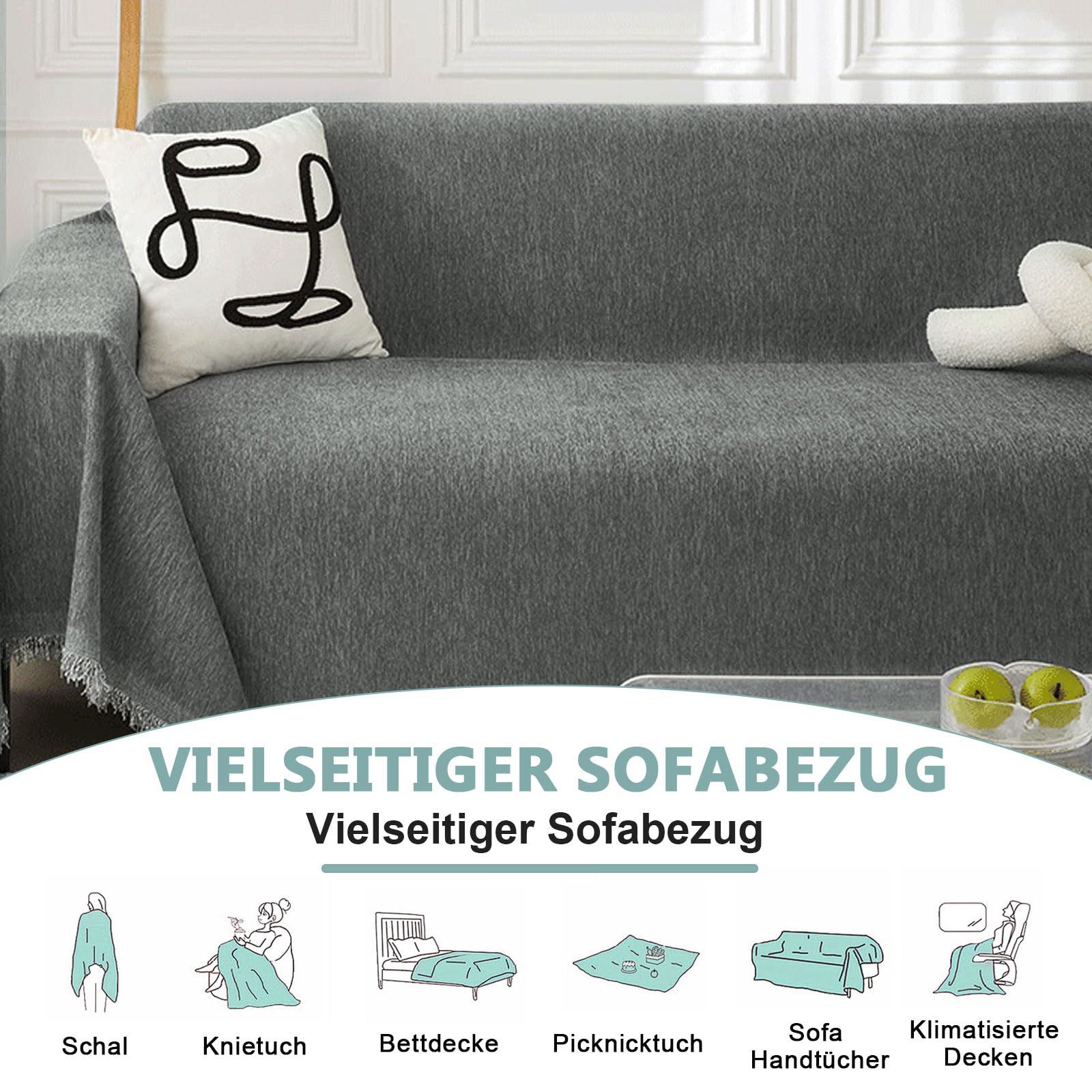 Loiion Kat Krabbescherming Voor Bank, Waterproof Sofa Cover, Bank Bescherming Kats, Bankhoezen Waterafstotend, Meubelbank Bescherming voor Huisdieren Haar Kinderen Hond Kat Krassen Kaki 380x180cm