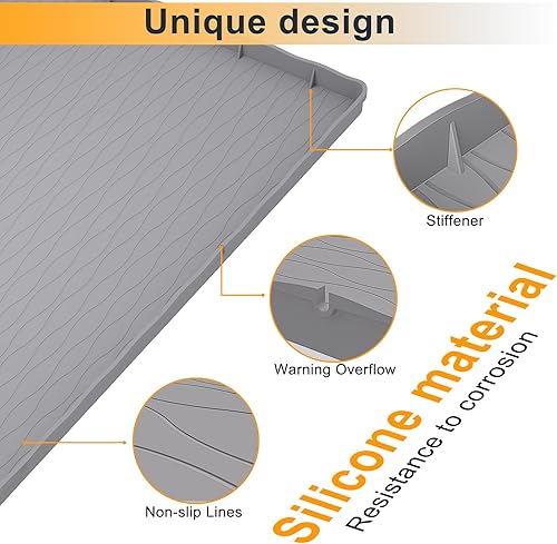 Miniatura 4 de Tapete para debajo del fregadero de cocina, impermeable, 34 x 22 pulgadas, tapete de silicona para fregadero de baño, bandeja de goteo para debajo
