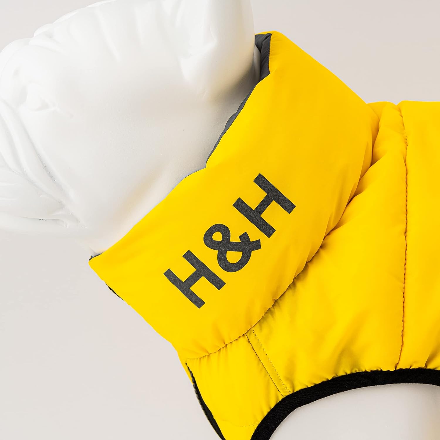 HUGO & HUDSON Reversible Dog Puffer Jacket, Windproof Water Resistant Coat, Yellow & Grey, M47 - Image 5
