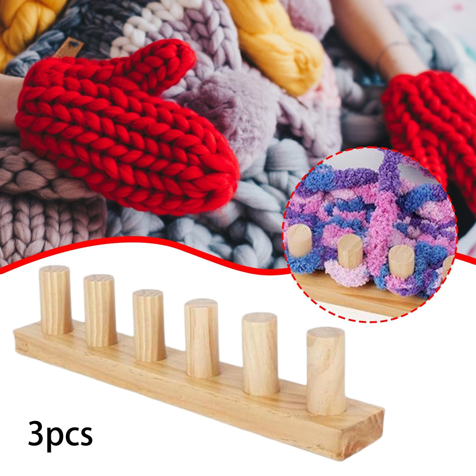Métier à Tricoter, Kit de Tricot à La Main pour Débutants, Portable, pour La Confection de Couvertures, en Bois, Réutilisable, Accessoire de Cadeaux A, 3 Pièces