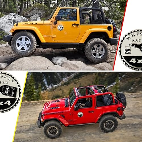 Miniatura 4 de WHTSKEY - Emblema de automóvil calificado, 4 x 4 de metal, insignias de metal 3D, emblemas redondos, calcomanías compatibles con vehículos Wrangler