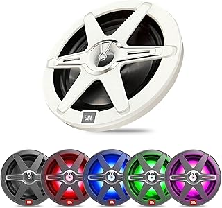 JBL Club Marine Subwoofer 10 Pulgadas pasivo - Altavoz Marino Potente con Graves Profundos para Radio Barco, 900 W, iluminación LED multicolor, altavoz exterior resistente a sal y agua, blanco y negro