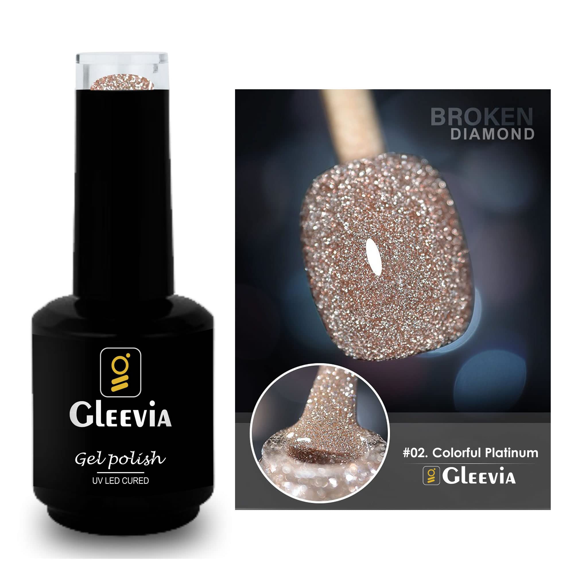 Reflective Glitter Finish Color Disco Gel Polish UV/LED Lamp Cure Brush Cap Bottle Broken Diamond (15ml, R2)-image-15