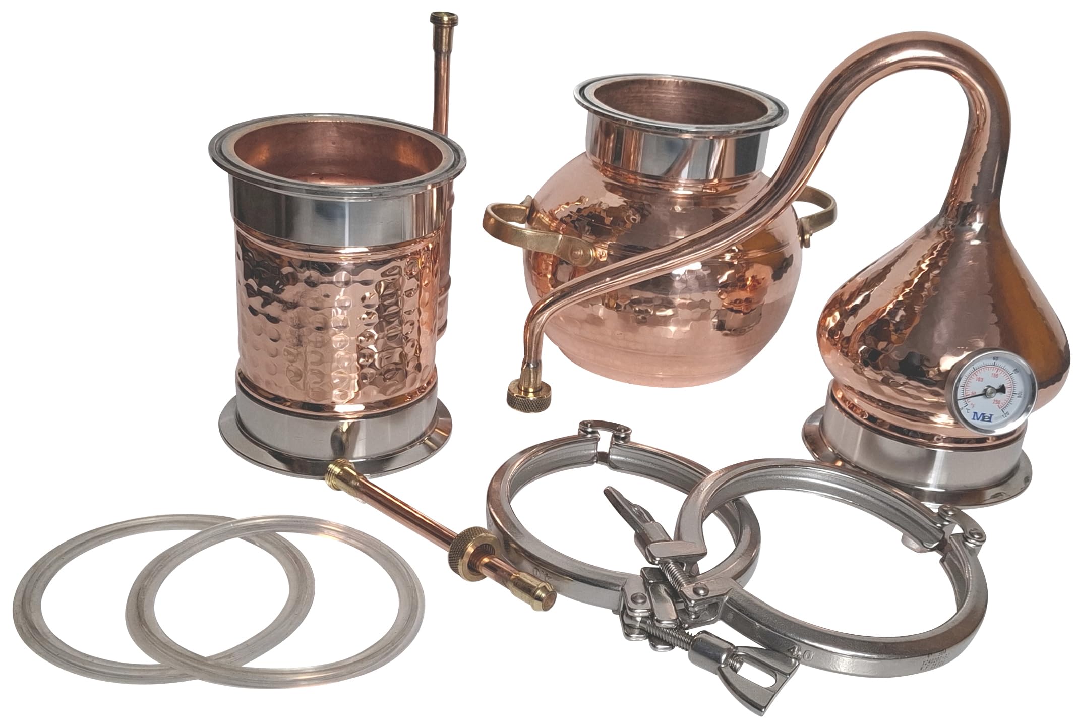 2L Kolonnenbrennerei mit Schnellverschluss, Thermometer - 2 Liter Destille
