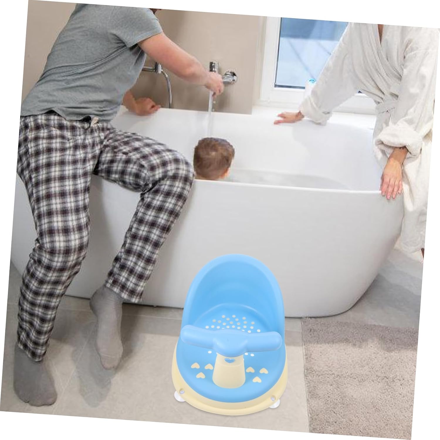 Generic Bathing Chair with Anti-Skid Base PP Bath Seat for Newborns and Spacious Open-Side Design for Easy Cleaning Stable Support for Various Bathtubs Modern Compact Shower Stool