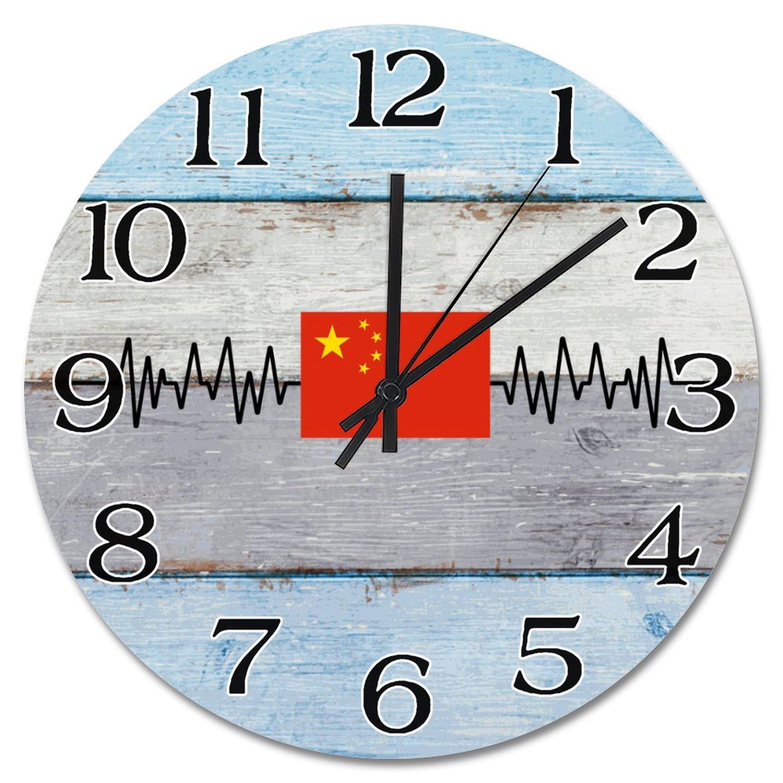 Horloge murale drapeau Chine silencieuse pour en finir avec le tic-tac