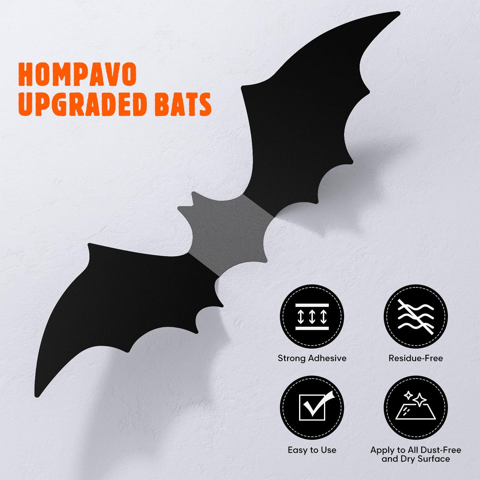 Pipistrelli Pvc Per Esterni Decorazioni Halloween Pipistrelli Adesivi 3D | Set Di 16 Pezzi In PVC, 4 Dimensioni, Per Pareti, Finestre E Giardino Decorazione Porta Halloween