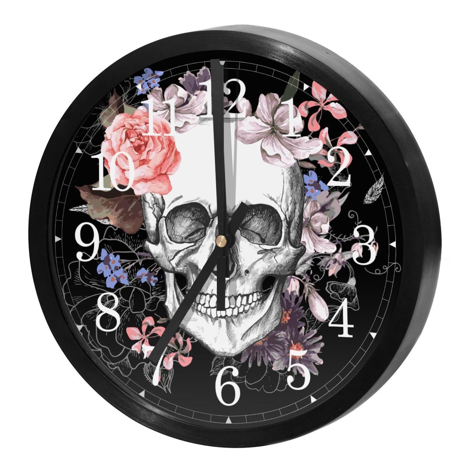 Horloge murale silencieuse quartz pour maison montre ronde à pile rose