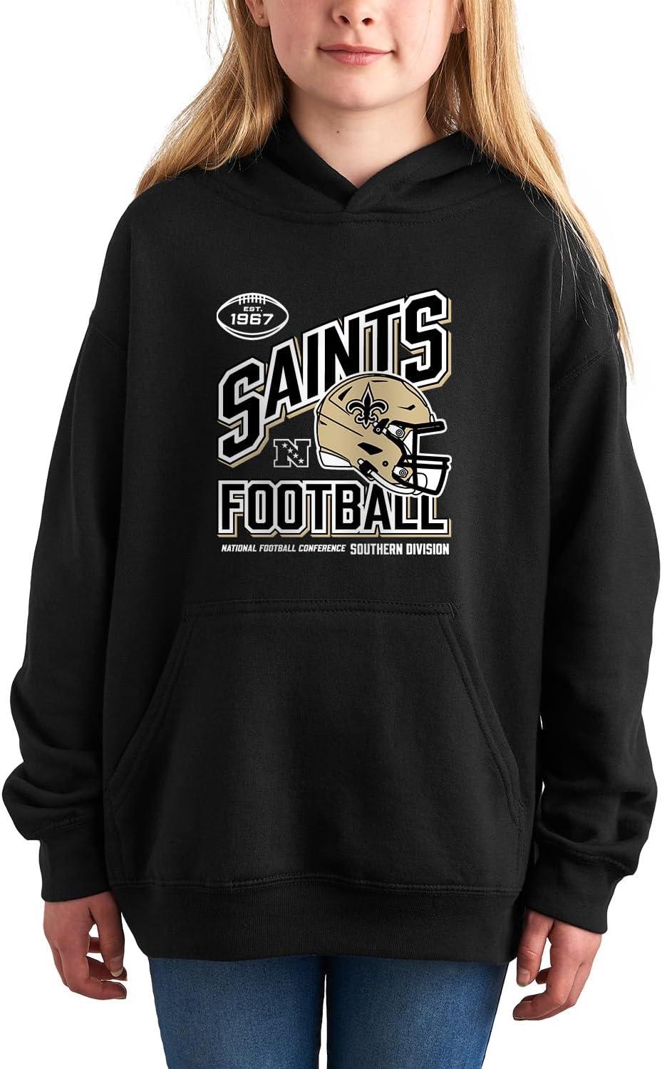 Junk Food NFL - ユニ ユース パーカー - ニューオーリンズ セインツ アングル ヘルメット - 公式ライセンス商品