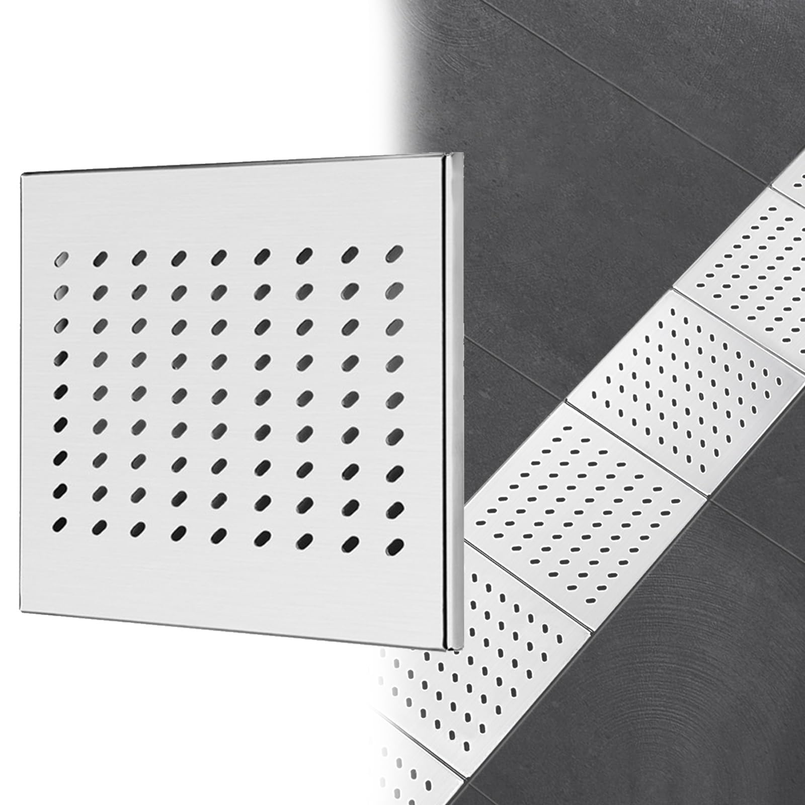 Grille de vidange inox encastrable pour évacuation eau de pluie cour et terrasse