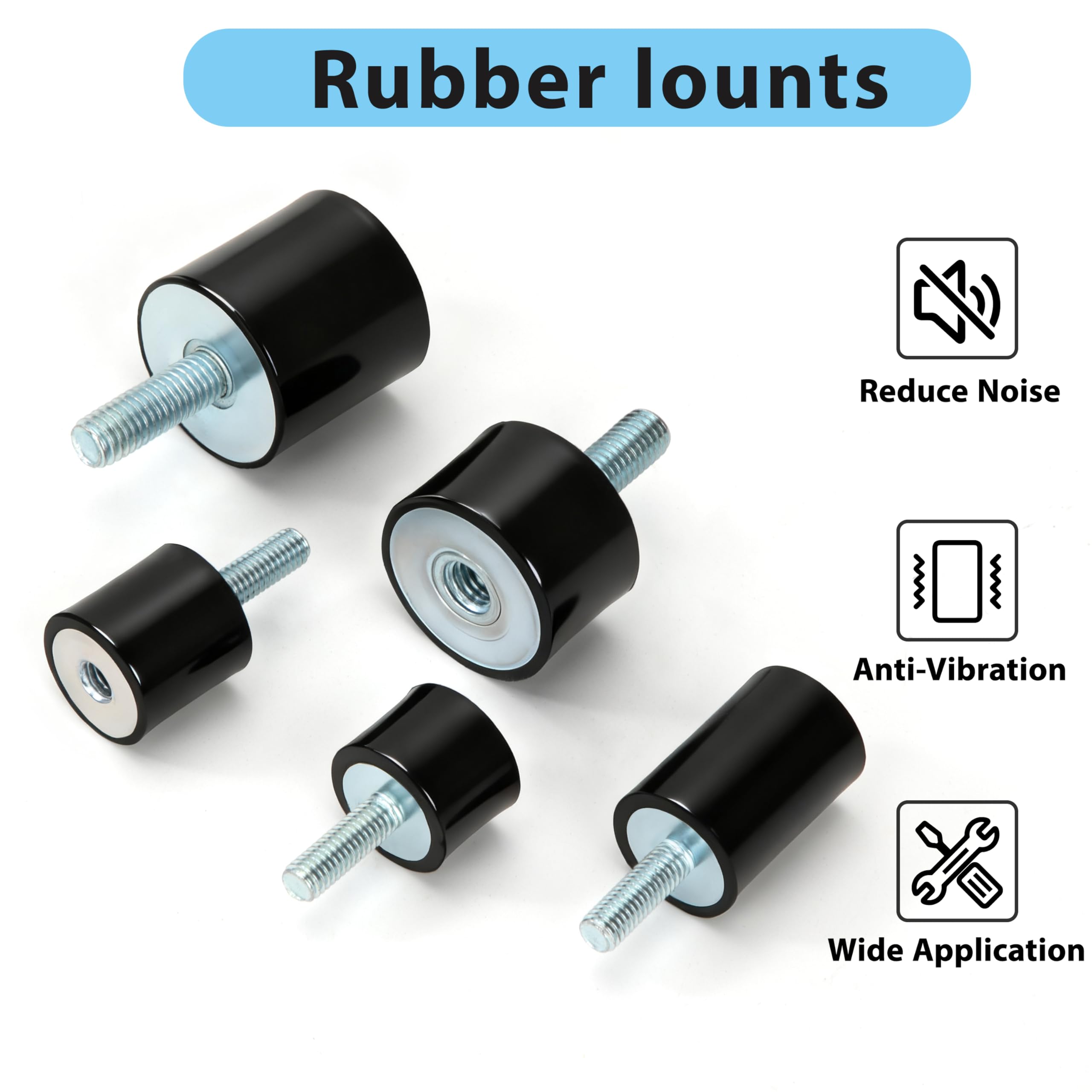 Amortiguador Antivibracion de Goma 4PCS Silentblock Soportes M6 para Compresores Aire Motores Diesel Bombas Agua