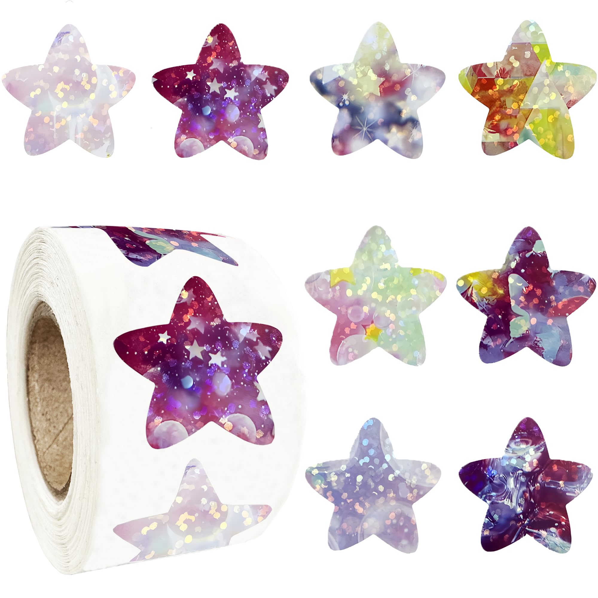 Autocollants holographiques violet forme étoile adhésive 2,5cm de scrapbooking