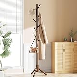 Pipishell Sturdy Wooden Coat Rack with 8 Hooks for Entryway, Brown - 7