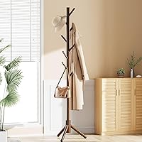 Vista 7 de Pipishell - Árbol de madera resistente para abrigos, con 8 ganchos, 3 tamaños ajustables, para ropa, soporte para sombreros utilizado en dormitorio