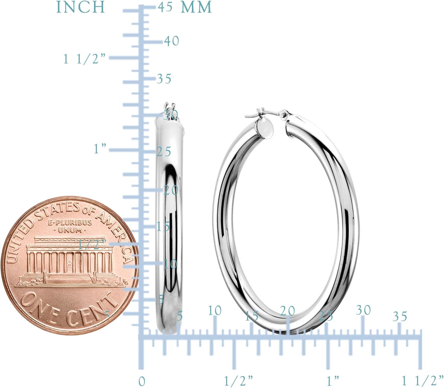 10k White Gold 3mm Shiny Round Tube Hoop Earrings