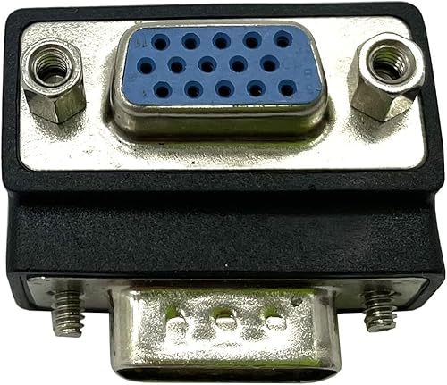 Miniatura 4 de Conector cambiador de acoplador VGA de 15 pines de 90 grados, adaptador de cable VGA macho a hembra de 15 pines adecuado para monitor LCD TV