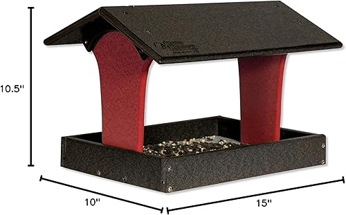 Miniatura 9 de DutchCrafters Fly by - Comedero de plástico de polietileno para pájaros con techo cubierto para pájaros silvestres, duradero, para todo tipo de