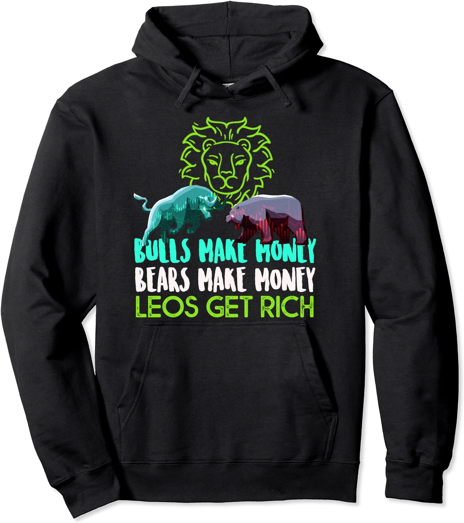 Leo Trader - Bull and Bear Astrology Pullover Hoodie