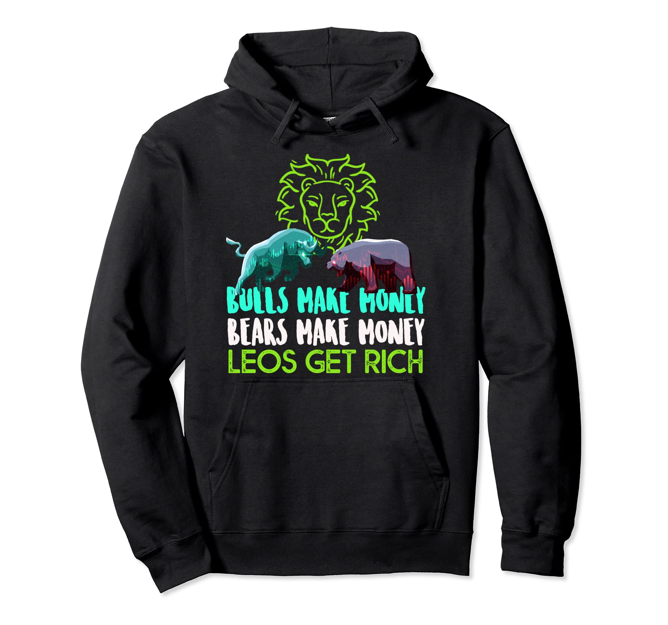 Leo Trader - Bull and Bear Astrology Pullover Hoodie