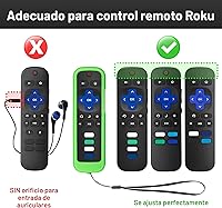 Vista 2 de Paquete de 2 fundas protectoras de control remoto para mando de TV Roku/Funda protectora de silicona - Brilla en la oscuridad (Verde/Azul)
