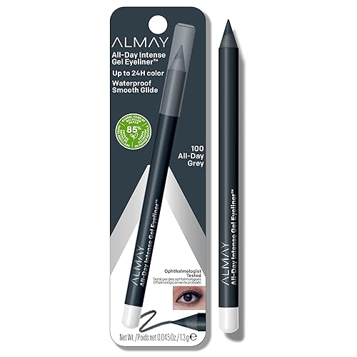 Almay - All-Day Intense Gel Eyeliner, Lápiz de ojos cremoso de larga duración, resistente al agua y a la decoloración, fácil de afilar, 100 All-day