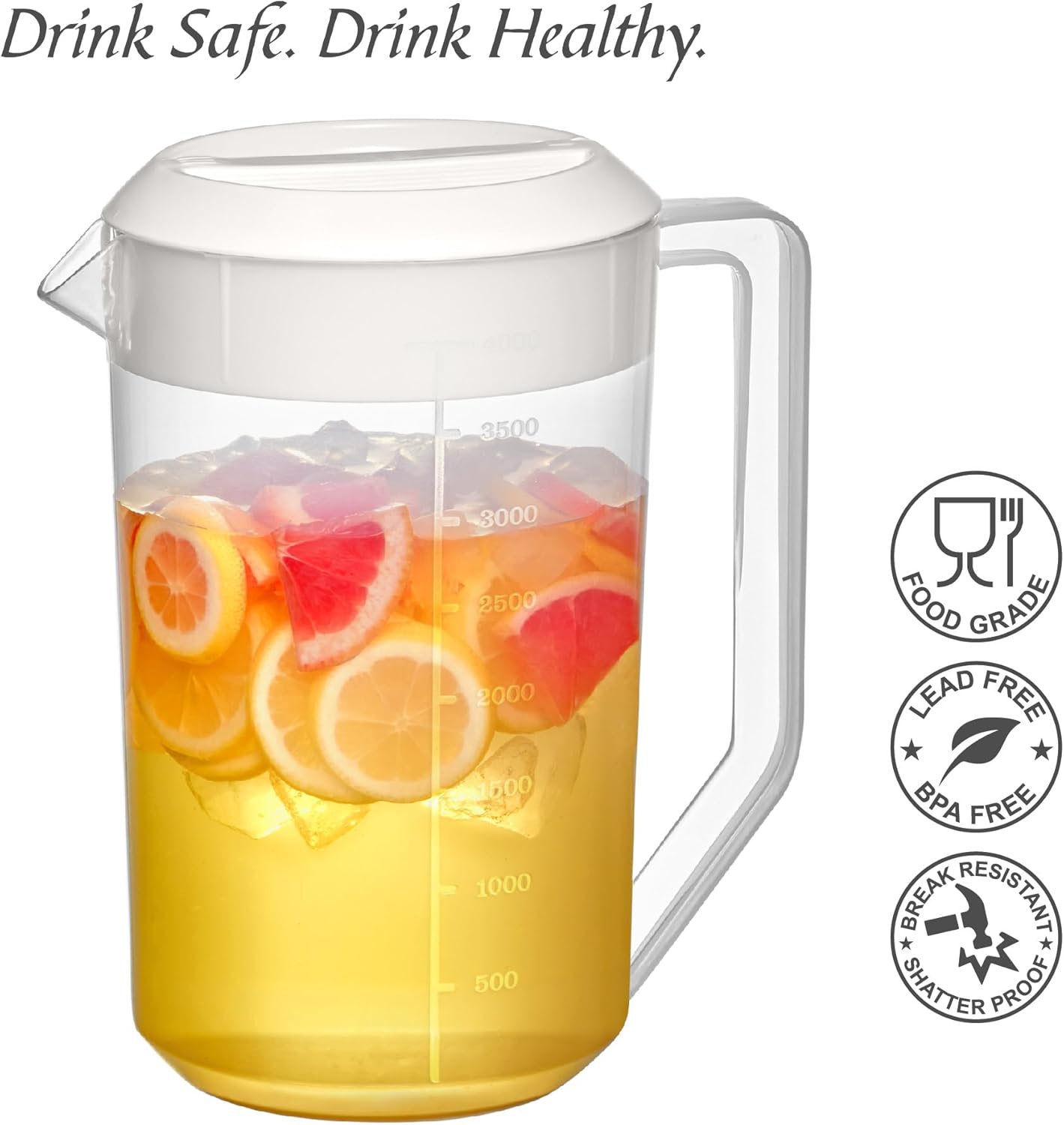 Amazing Abby - Kitchen Party - 4-Quart Plastic Pitcher (1-Pack), Unbreakable Water Pitcher with Lid, BPA-Free, Heat-Resistant, Dishwasher-Safe, Great for Both Iced and Hot Drinks, Indoors and Outdoors - Image 5