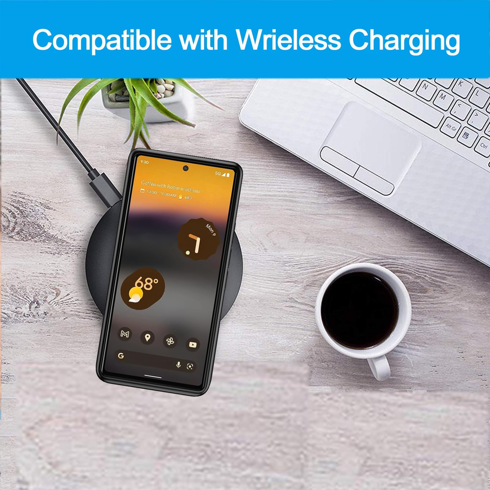 Carcasa de batería para Google Pixel 7a, caja de cargador recargable para batería 10000mAh mejorada con carga inalámbrica compatible para la cubierta de carga externa