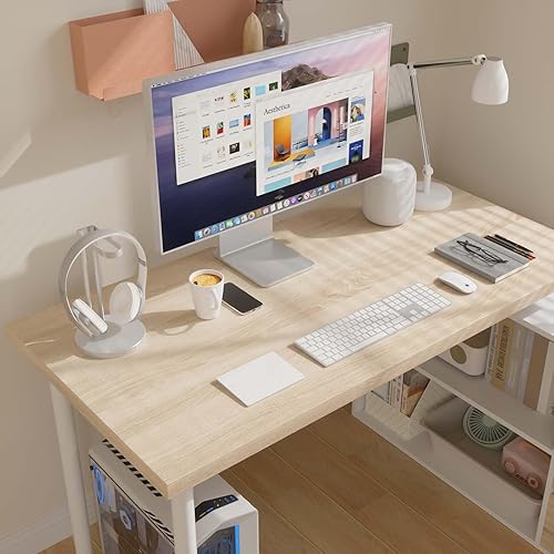 Miniatura 5 de Escritorio para computadora en forma de L, escritorio de oficina en casa de 47 pulgadas con cajones de archivos y estantes de almacenamiento,