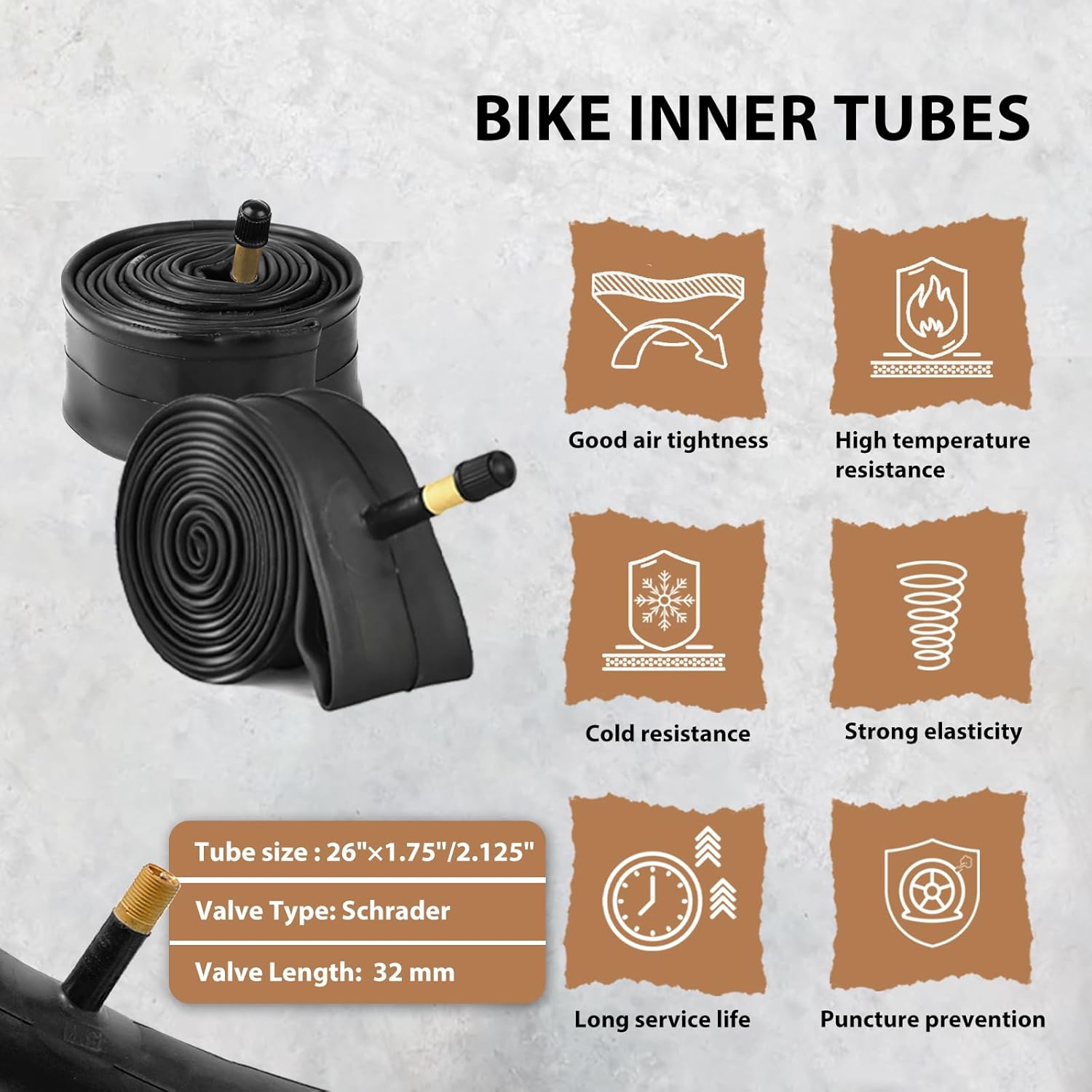 MOHEGIA Mountain Bike Tires Set: 2 Pack 26x2.1/27.5x2.1/ 29x2.1 Inch Folding Bicycle Tires Replacement and Pair 26/27.5/29 Inch Inner Tubes Schrader Valve with Tire Levers