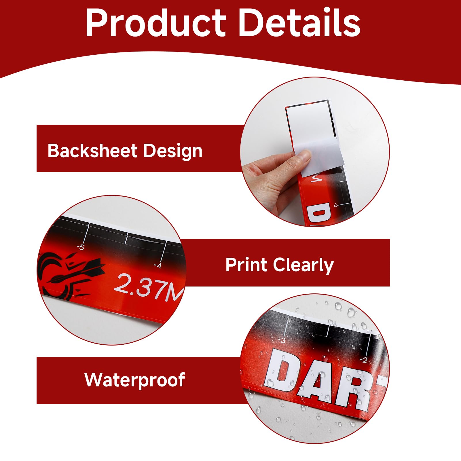 Zynqo 2 Pegatinas Autoadhesivas para Lanzar Dardos (56 x 5 cm) para el Hogar y la Sala de Juegos - Accesorios Profesionales para Dardos - 5