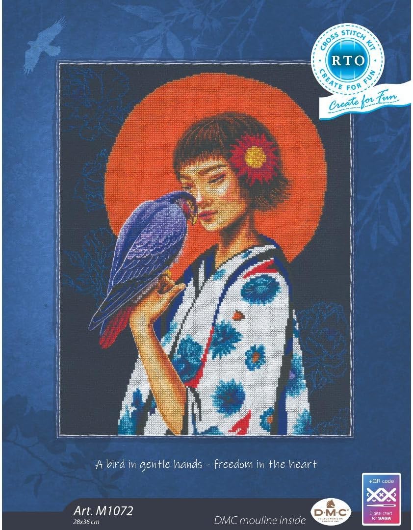 RTO M1072 Japanese Style Birds Freedom Counted Cross Stitch Kit 28x36cm DMC Thread Counted Cross Stitch Kit 14ct Aida Fabric