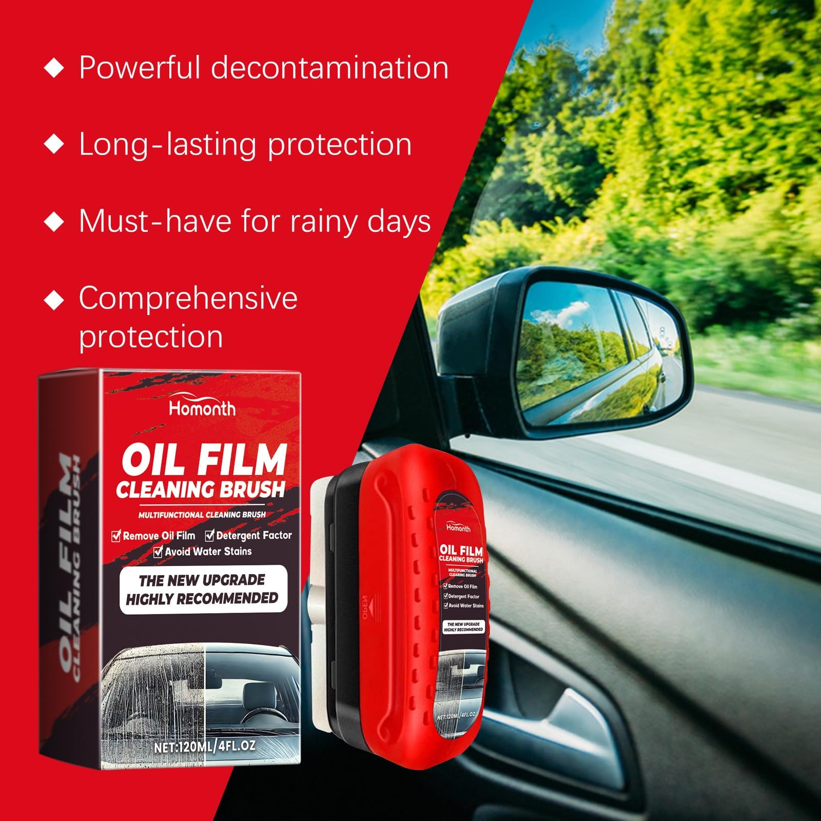 2pack Automotive Oil Film Cleaning Brush New Glass Coating for Windshield Glass Oil Film Remover, Strong Front Windshield Remover for Windshield Improves Clarity and Visibility