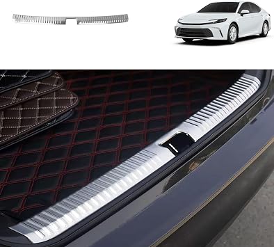 Car Accessories Compatible with Toyota Camry 2025 2024 2023-2018 Inner Rear Bumper Sill Plate Guard Cover Door Tailgate Trunk Lid Trim Stainless Steel 1PCSilver