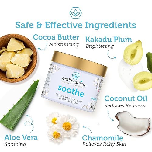 Miniatura 2 de Era Organics Crema hidratante para aliviar el enrojecimiento - Alivio calmante del enrojecimiento para la cara con miel de manuka, MSM, manzanilla -