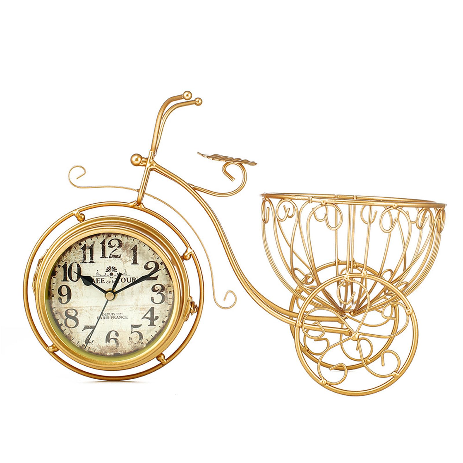 Piceioep Side Desk Clock Table Clock Farmhouse Desktop Decorations Silents Metal Tabletop Clocks for Offices Bedroom Decors Decorative Table Battery Operated