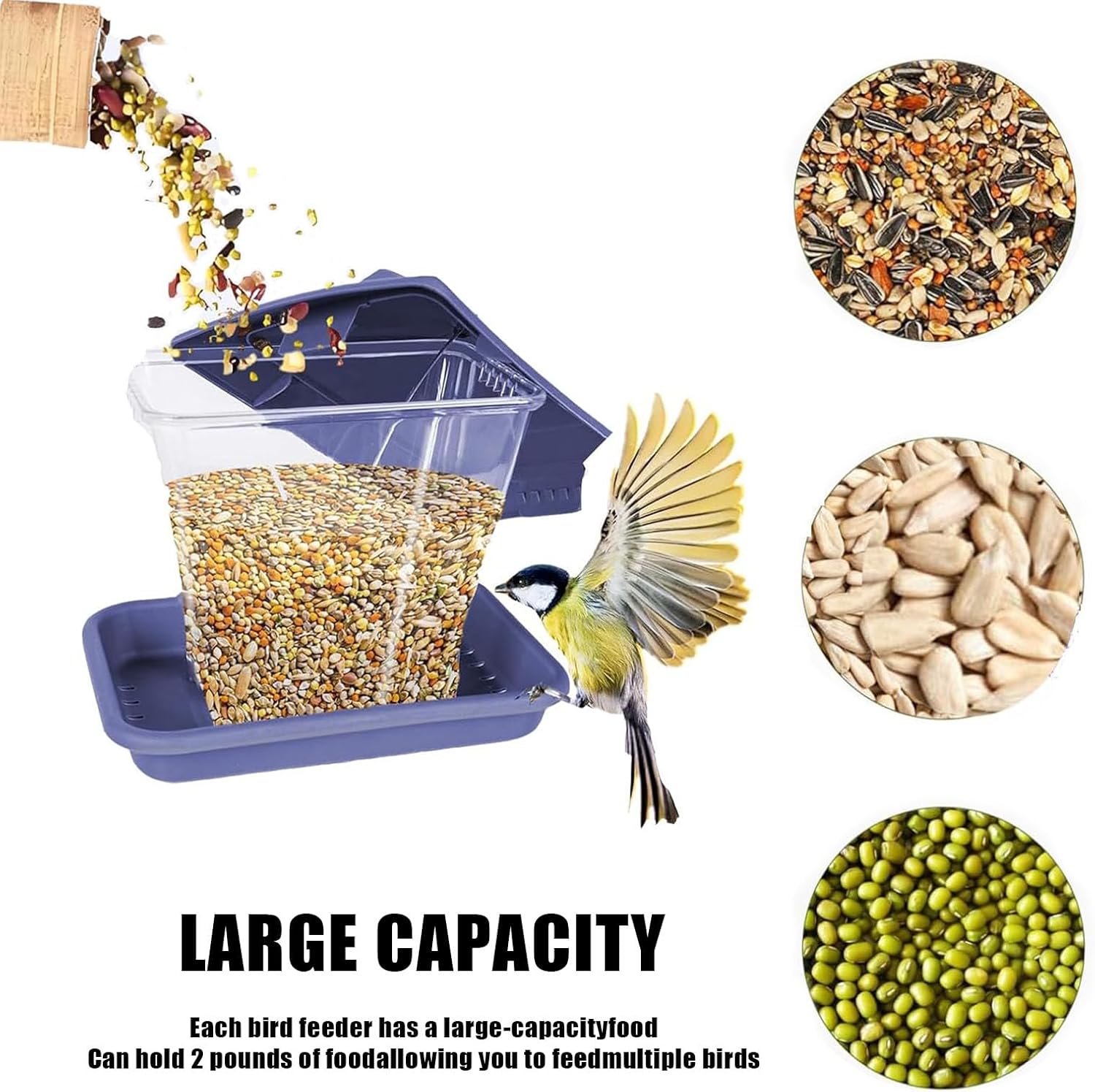 Bird Feeders for Outdoors Hanging, Proof Feeder for Garden Yard Outside Decoration,Attracting Wild Birds Chickadees Goldfinches and Sparrows,Easy Clean and Fill(3LB,Purple - Image 6