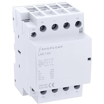 4 Pole Contactor 120V Coil 2NO/2NC 63 amp IEC 400V AC Contactor with 110/120VAC Coil - Motor Load 40A and Lighting Load 60A Silent Operation with Mounting Base for DIN Rail