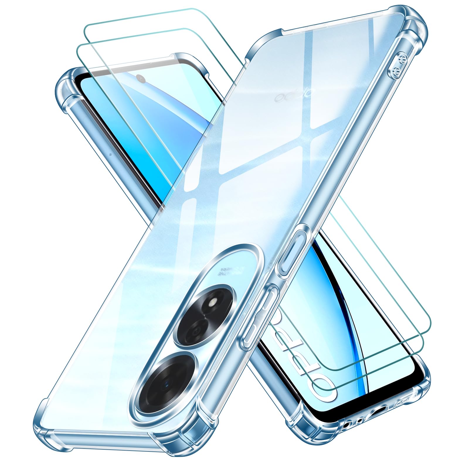 Vauki Coque Pour Oppo A40/Oppo A40m/Oppo A60 Avec 2 Verre Trempé,Transparente Antichoc Silicone Souple Étui Housse De Téléphone Protection Anti-Rayures Clair Clear Case Pour Oppo A40/Oppo A40m/OppoA60