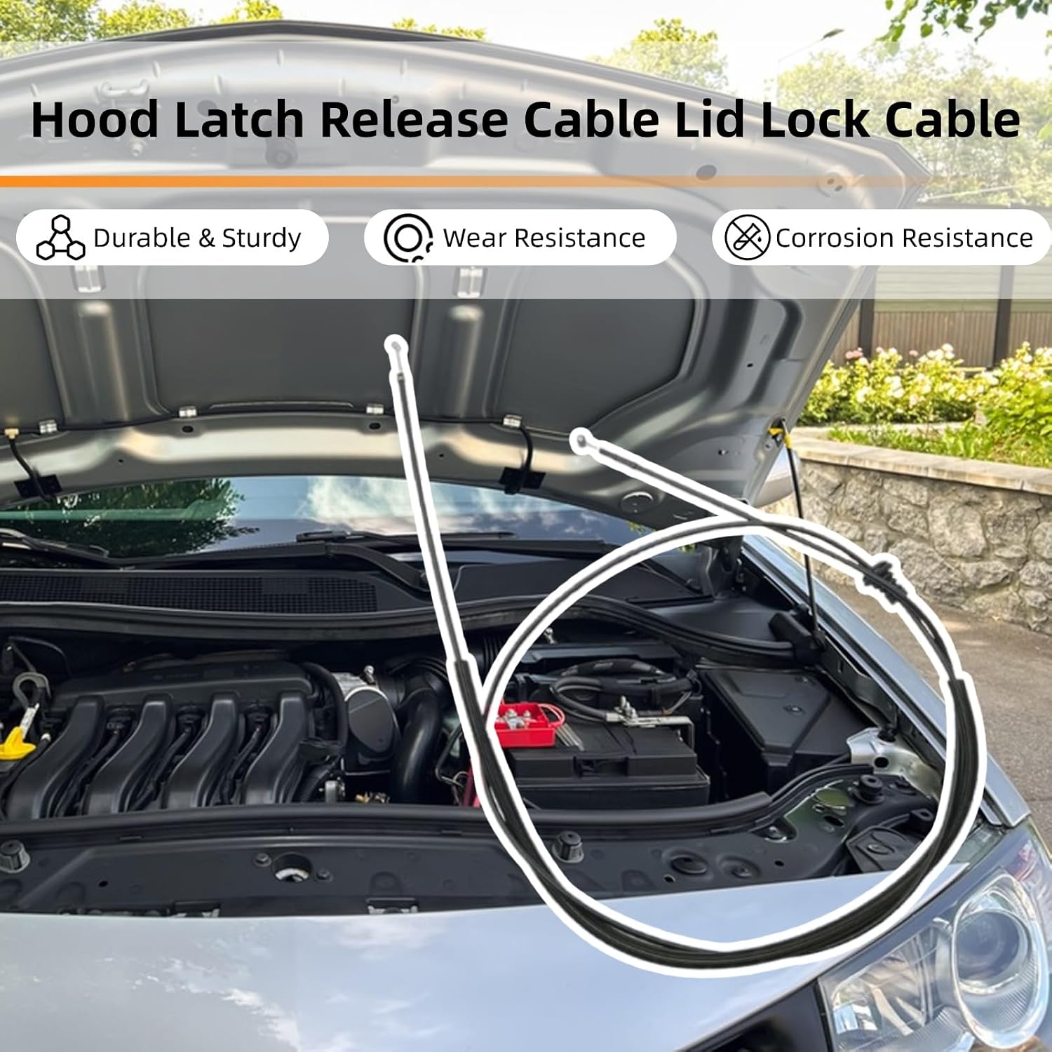 Hood Latch Release Cable Lid Lock Cable Compatible with Audi A8 Quattro S8 4H0823535