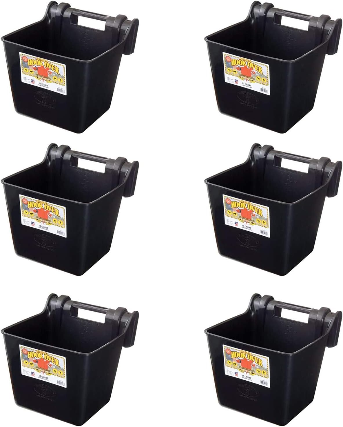Little Giant HF15BLACK 15 Quart Mountable Plastic Hook Feeder, Black (6 Pack)