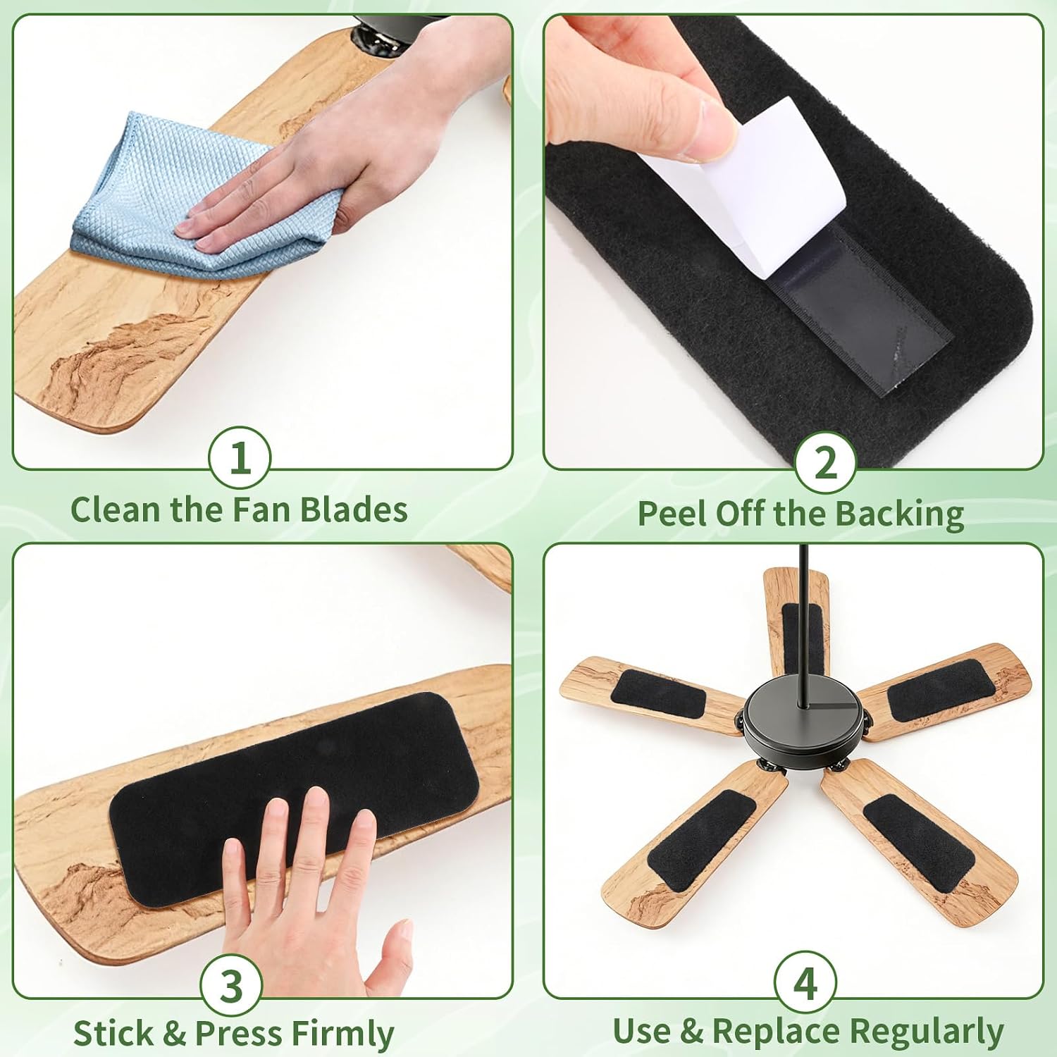 20Pcs Ceiling Fan Air Purifier Pad for Blade Adhesive Fan Filter | Coconut Shell Carbon Fan Air Purifier Pad, Universal Fan Filter Easy to Install for Catching Dust Smoke Improve Air Quality